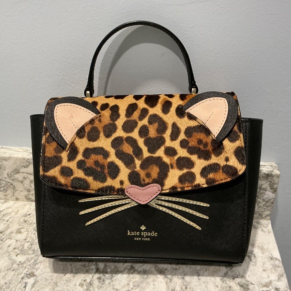 Kate Spade New York Run Wild Leopard Kerrie Cat Handbag Crossbody - Picture 7 of 8